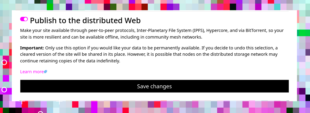 Toggle in Sutty CMS to activate publication thorugh distributed protocols